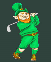 Irish leprechaun playing golf